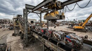 The four stages of car recycling: depollution, parts salvage, shredding and metal recovery